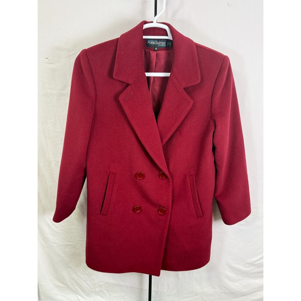 Vintage Forecaster of Boston Lambs Wool Blend Double Breasted Red Coat 12